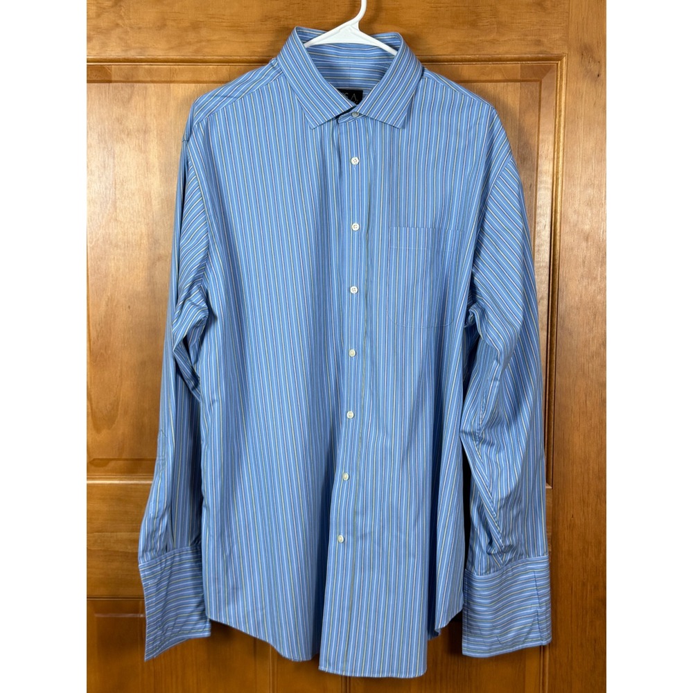 Jos. A. Bank Executive Collection Dress Shirt Blue 17.5 35 Tailored French Cuff